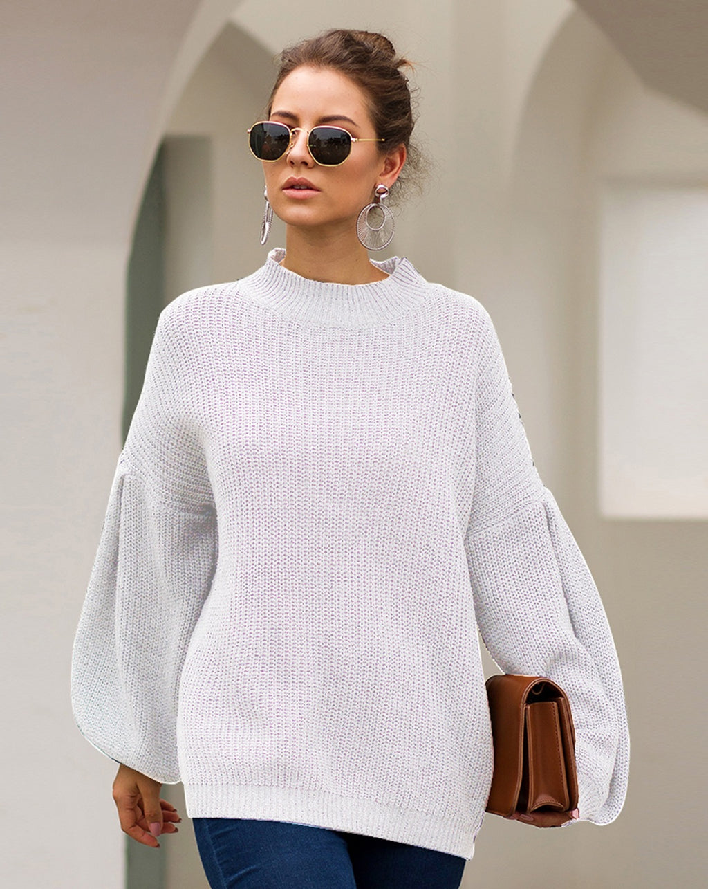 Haven Bell Sleeve Sweater - White