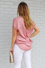 Andrea Surplice Top - Dusty Rose