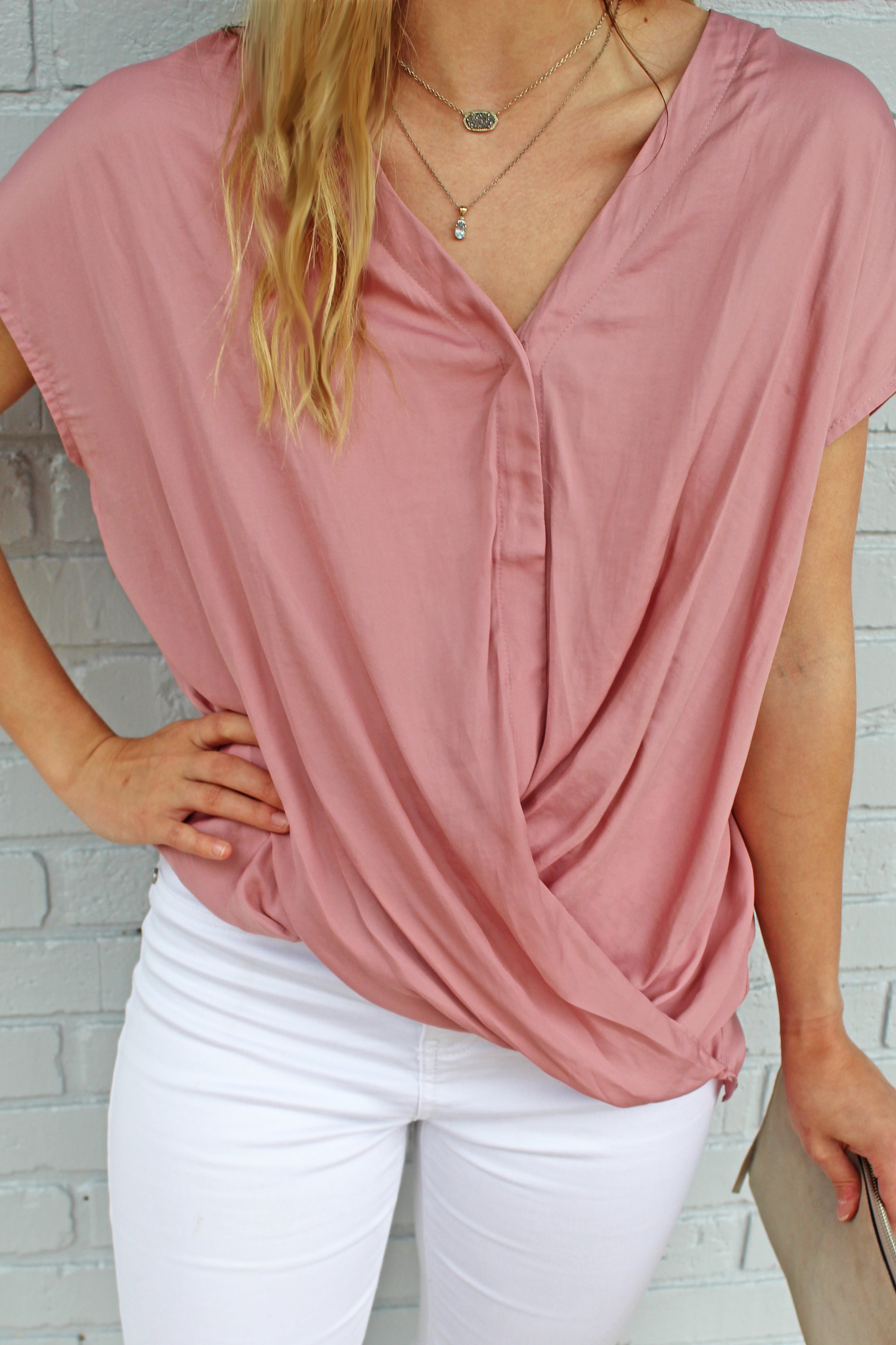 Andrea Surplice Top - Dusty Rose