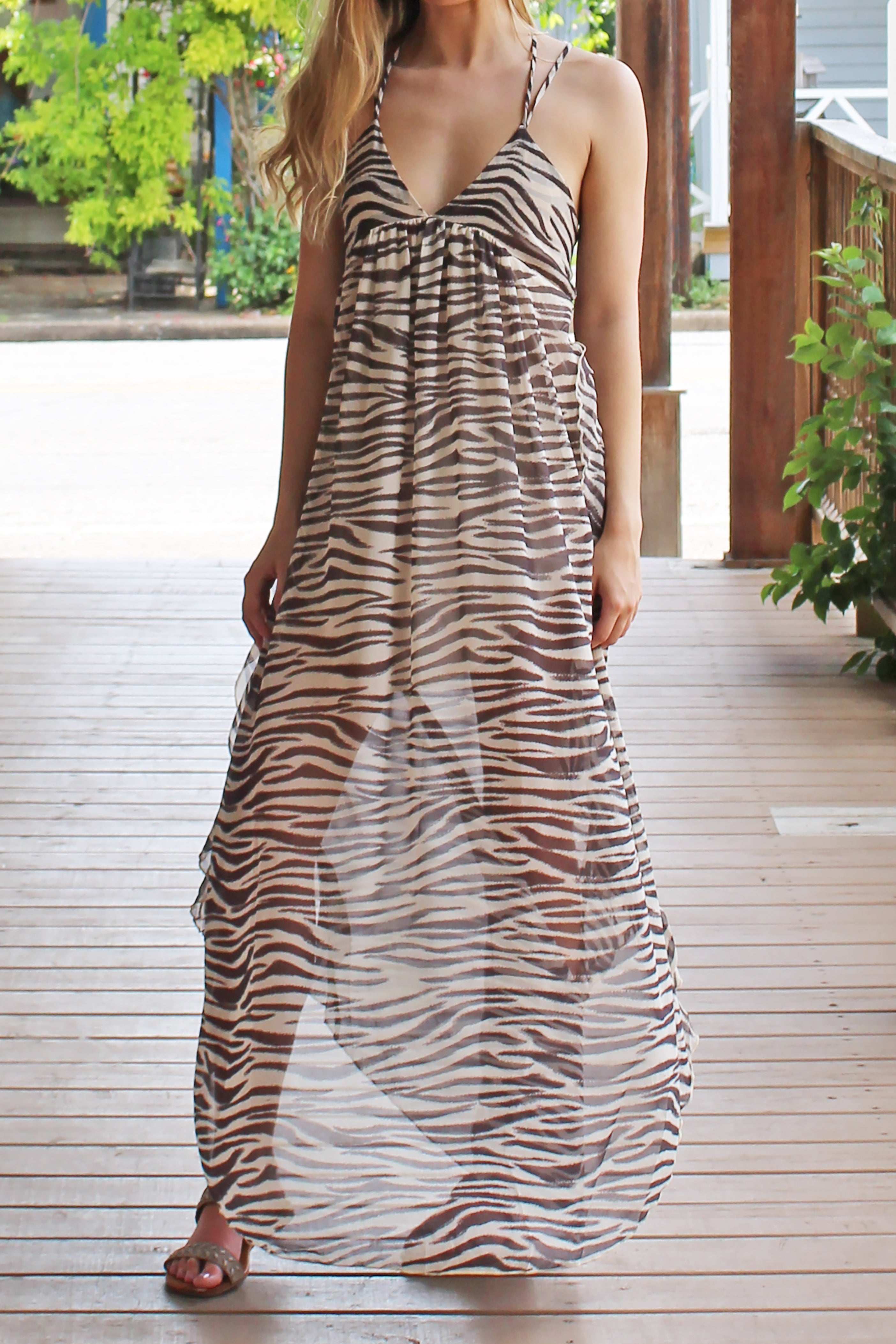 Safari Ruffled Maxi Dress