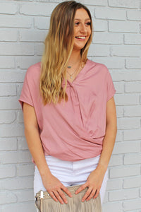 Andrea Surplice Top - Dusty Rose