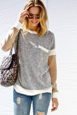 Hey Suga Color Block Top - Heather Grey