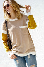 Hey Suga Color Block Top - Taupe