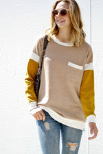 Hey Suga Color Block Top - Taupe